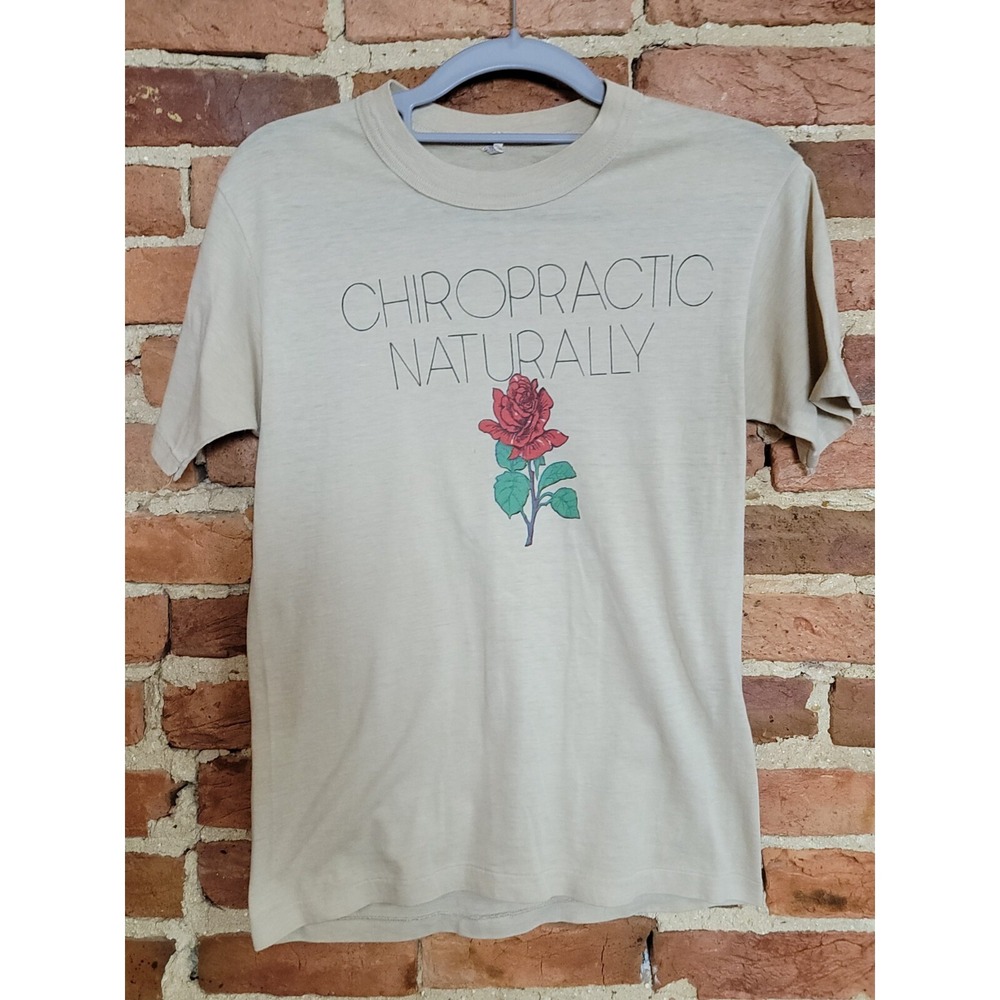 Vintage Sunspic‎ Tee Shirt  Medium  Chiropractic Naturally Rose Graphic Made USA